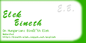 elek bineth business card